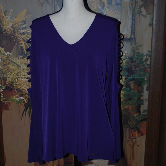 Michael Kors Purple Top with Ladderback Sleeves - XL - Picture 1 of 11